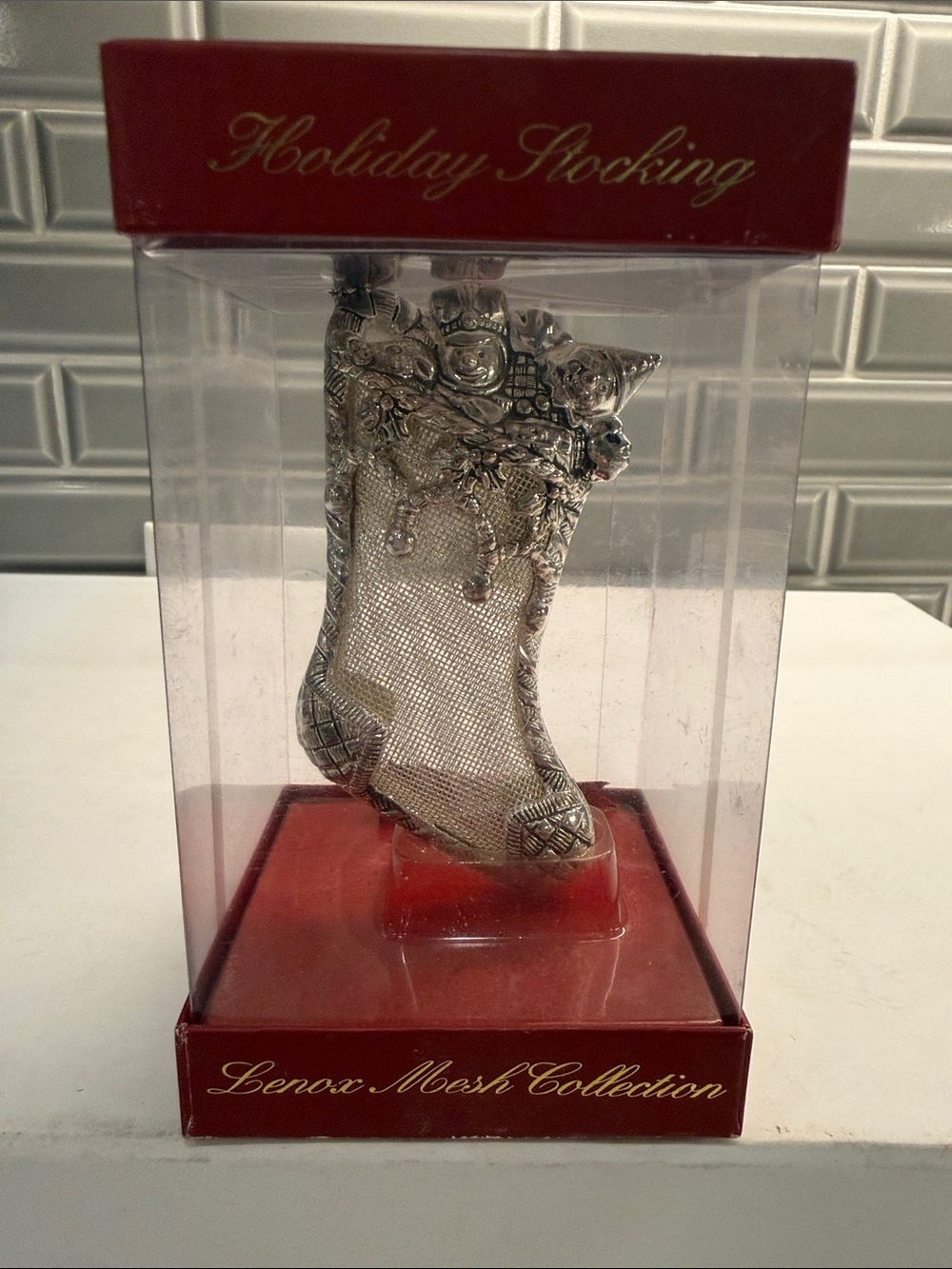 Lenox Silver Mesh Holiday Stocking Ornament